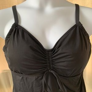Ladies Lands’ End Black Bra Sized Tankini Top Size 16 Long D Cup Great Cond!